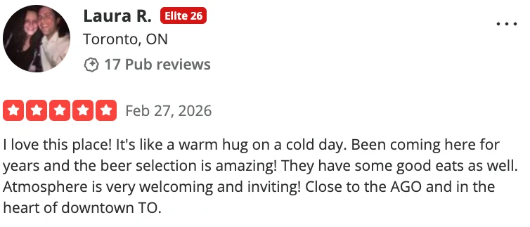 5-star review by Laura R. on Yelp
